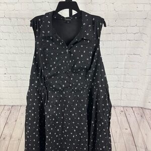 Torrid Midi Poplin Collared Shirtdress Belted Black and White Size 3X